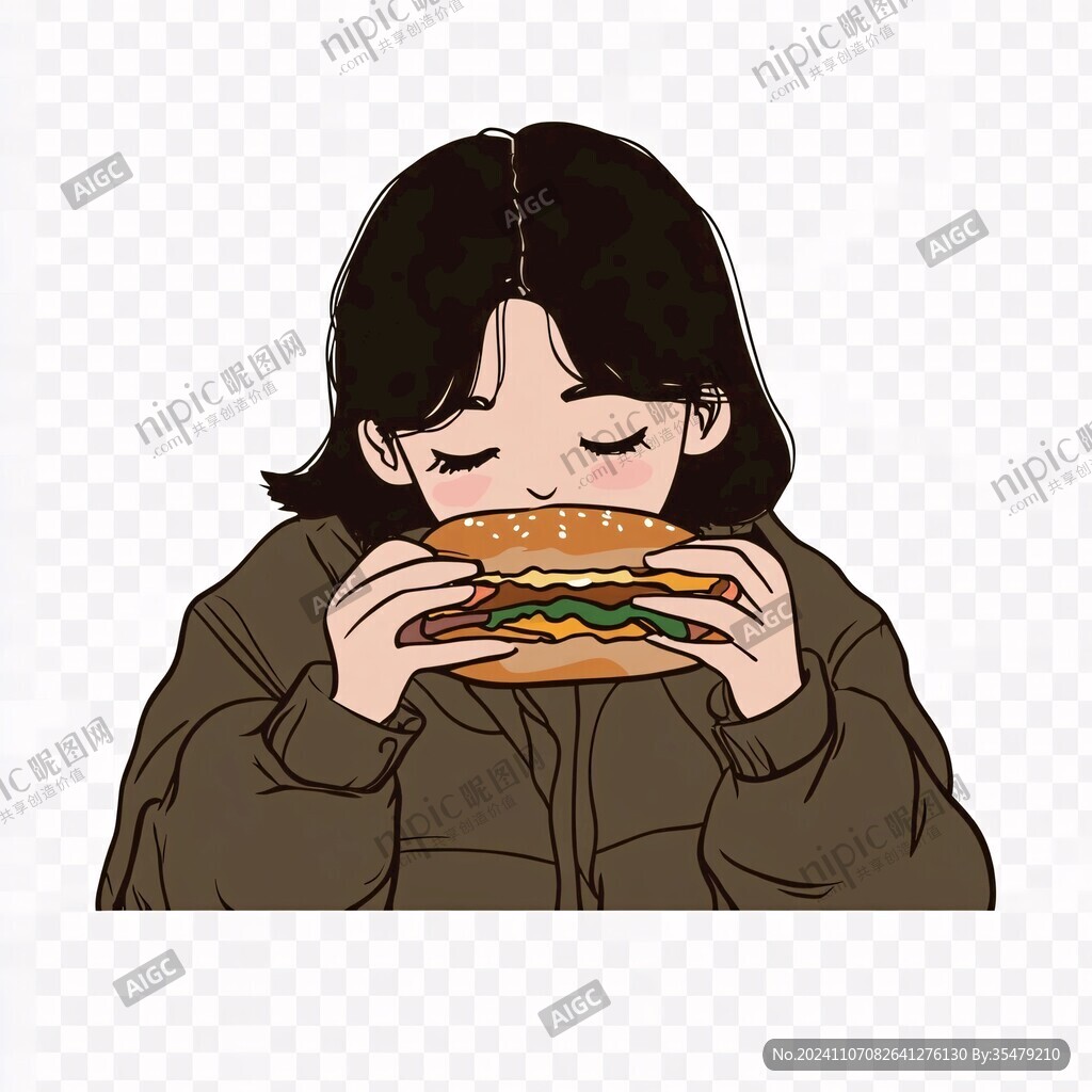 吃東西卡通女孩