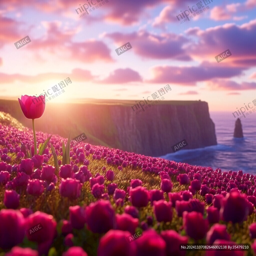 唯美夕陽(yáng)花海