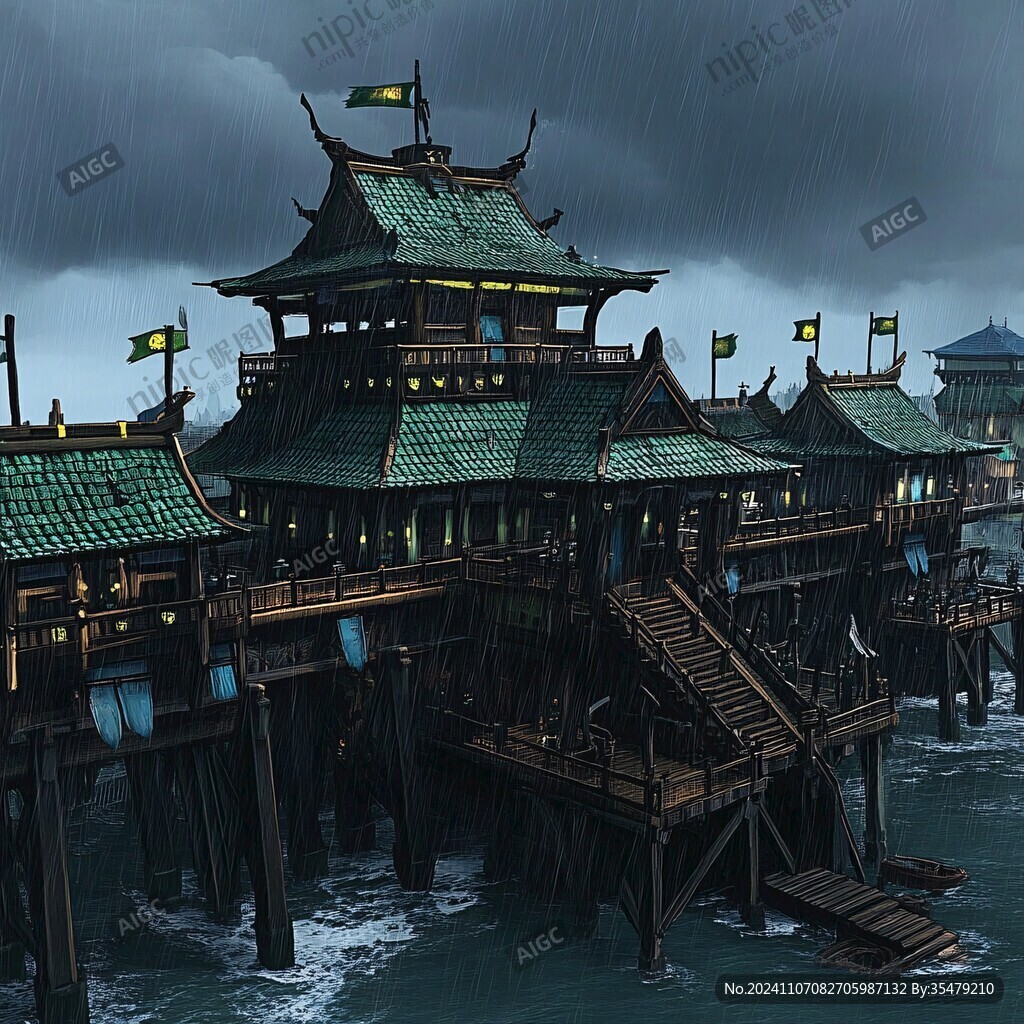 古代碼頭場景
