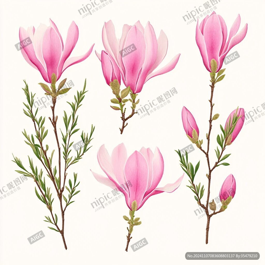 辛夷花插畫