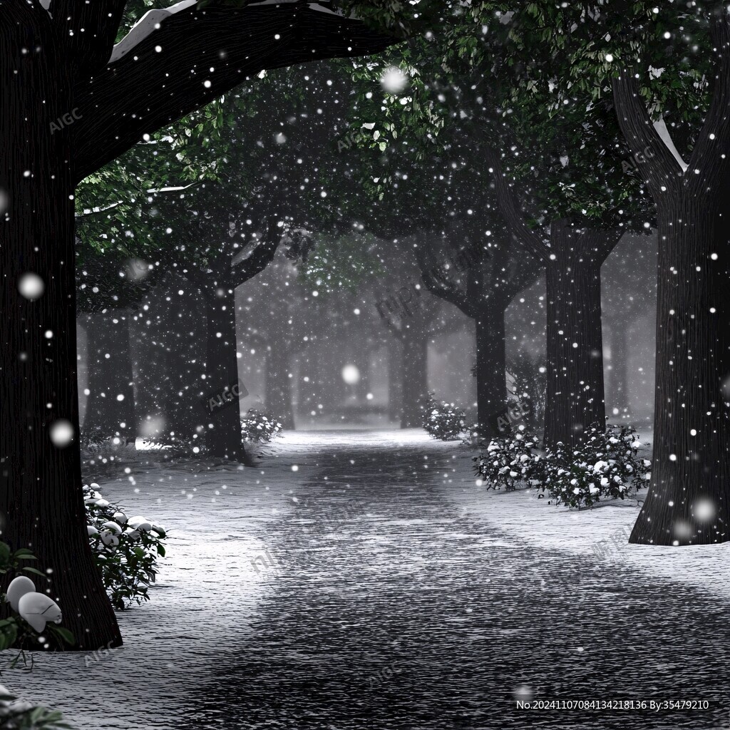下雪燈光晚上