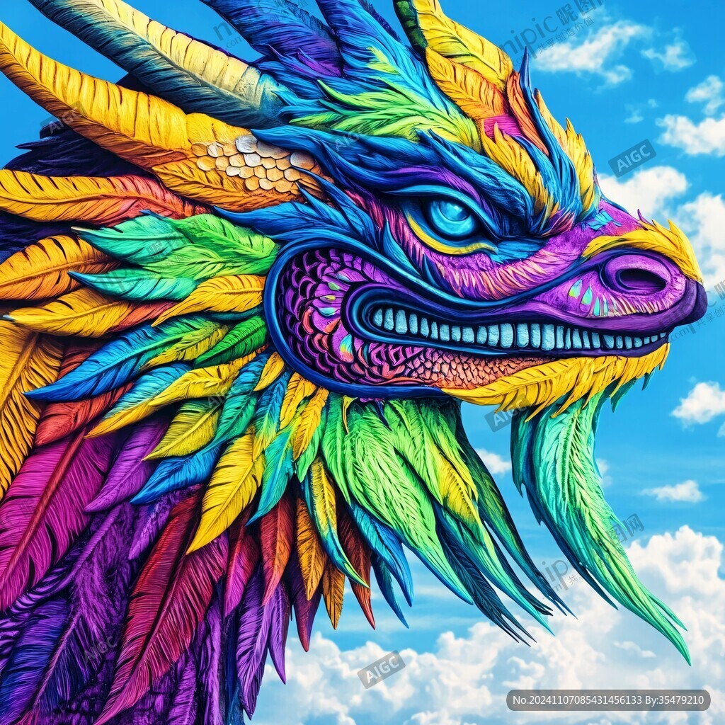 色彩艷麗龍風圖