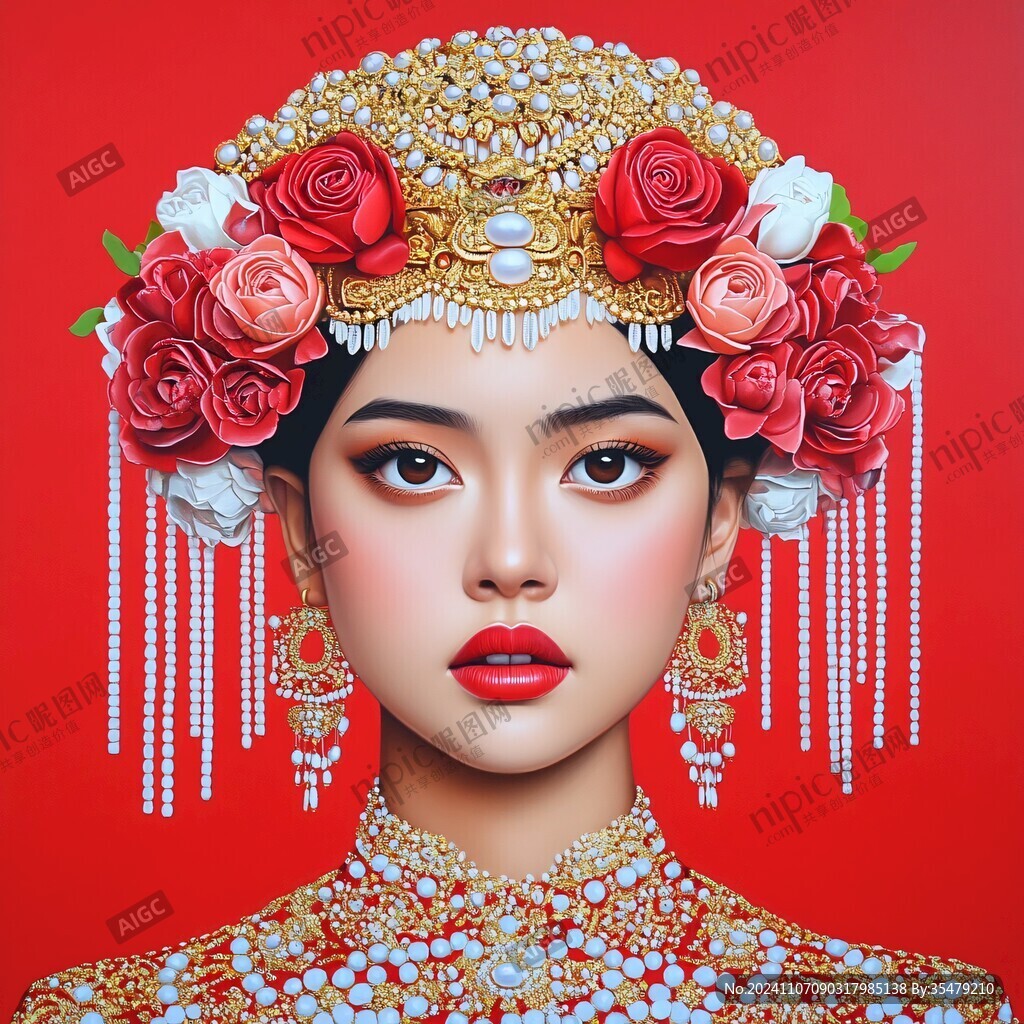 中式新娘插畫