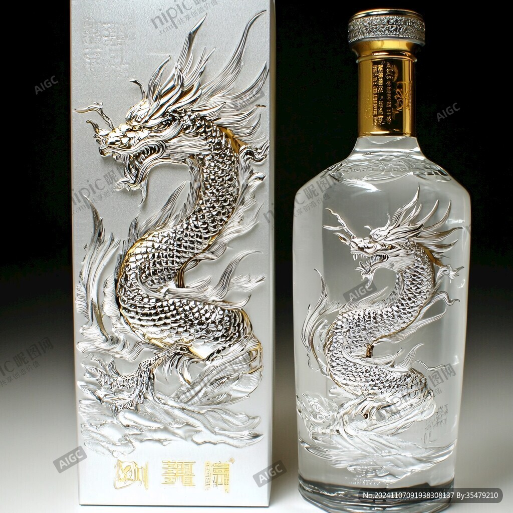 白酒瓶設(shè)計雙龍戲珠