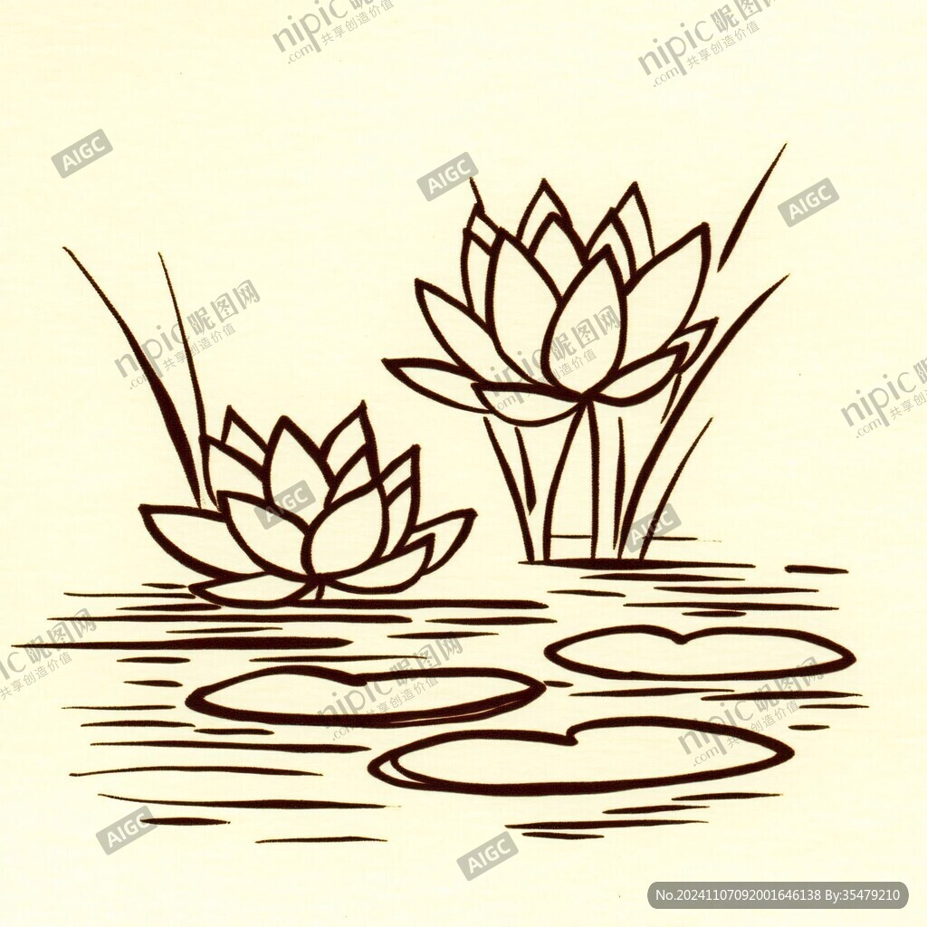 睡蓮線描