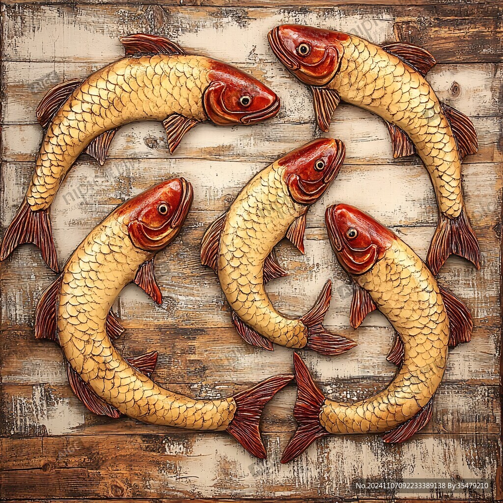 魚群木雕
