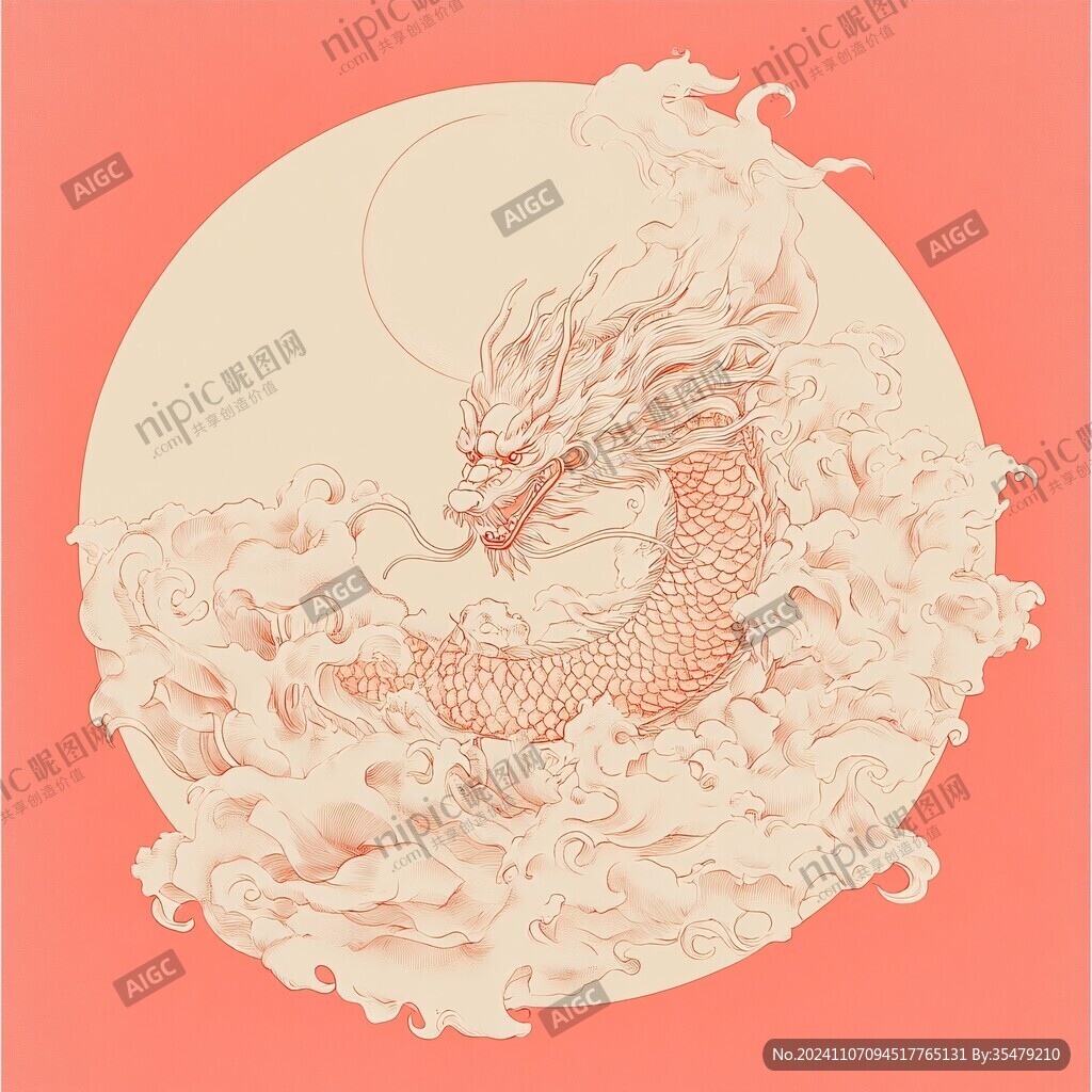 圓形龍插畫
