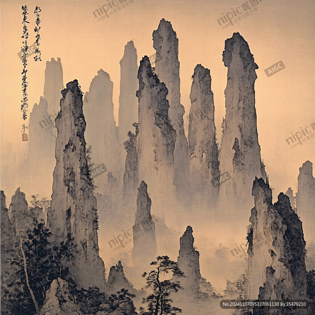 工筆迎客松