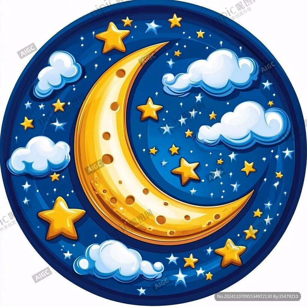 卡通月亮星空圖案