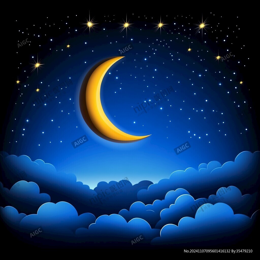 睡眠云朵月亮
