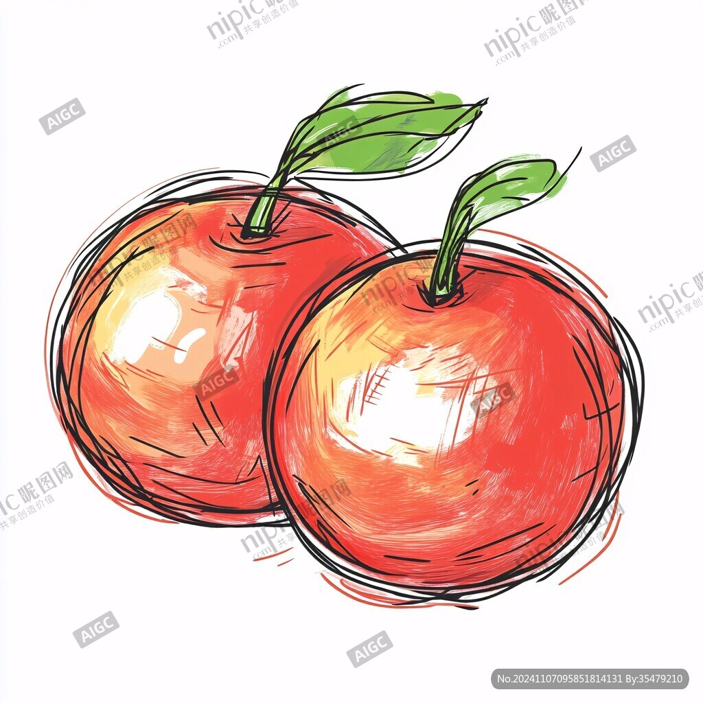油桃插畫手繪油桃