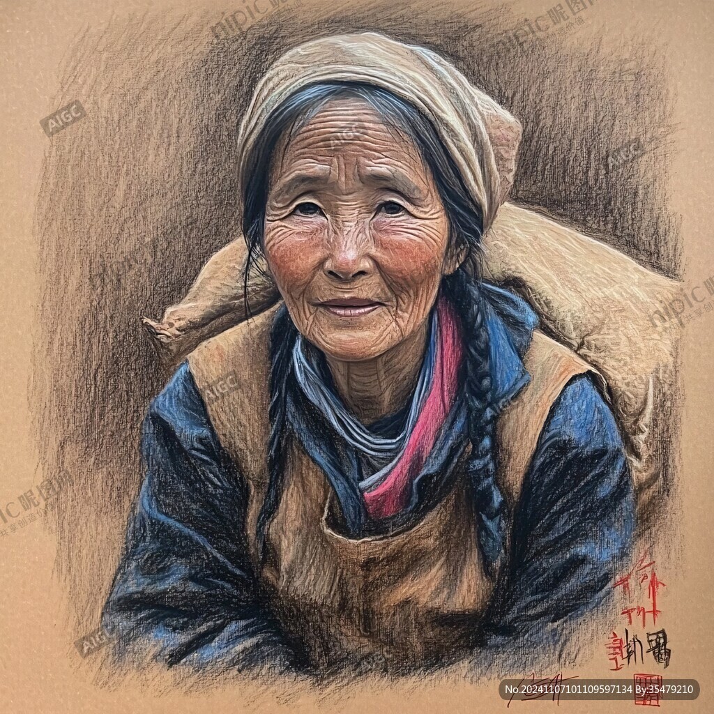 手繪黃河母親