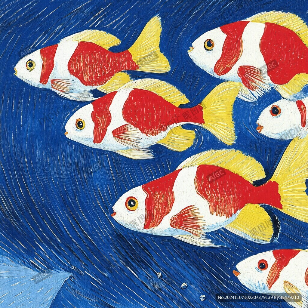 手繪唯美魚裝飾畫