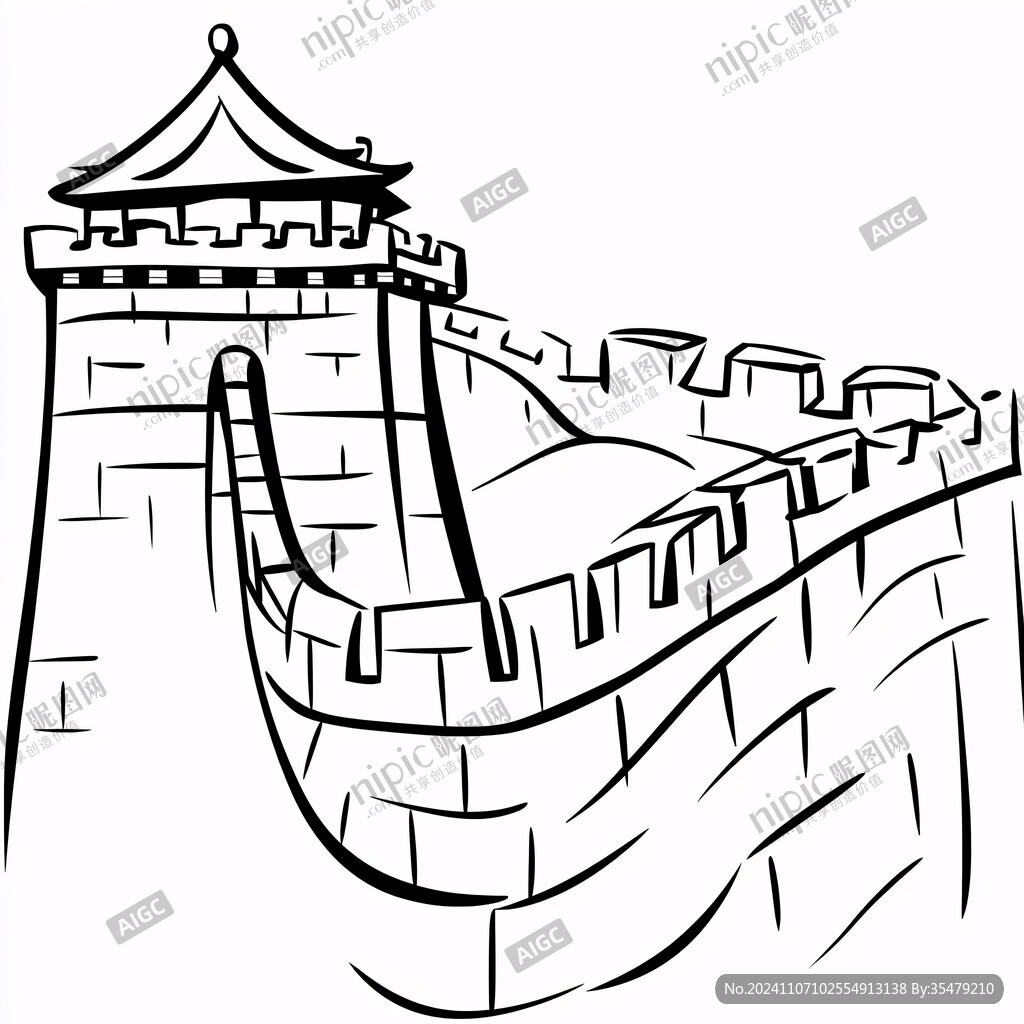 城墻線描