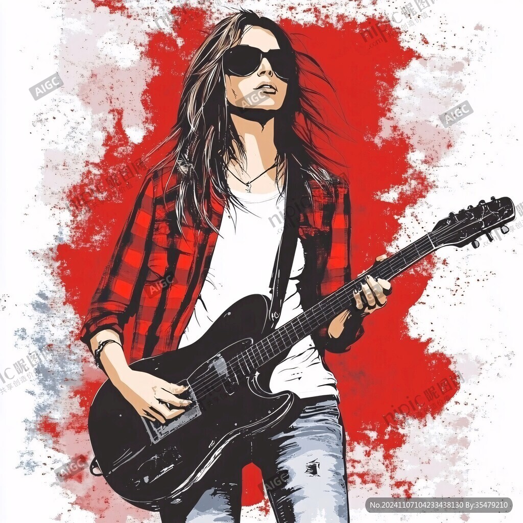 吉他人物插畫