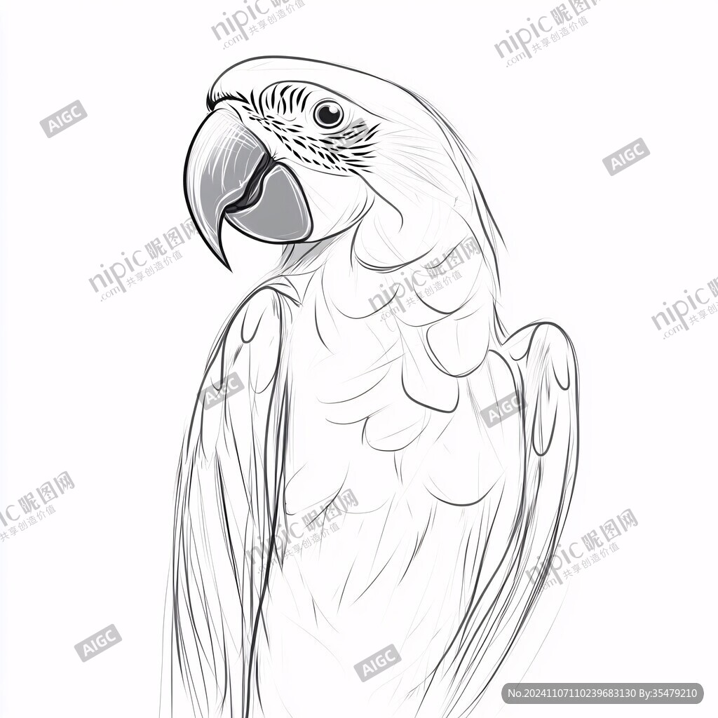 鸚鵡線稿
