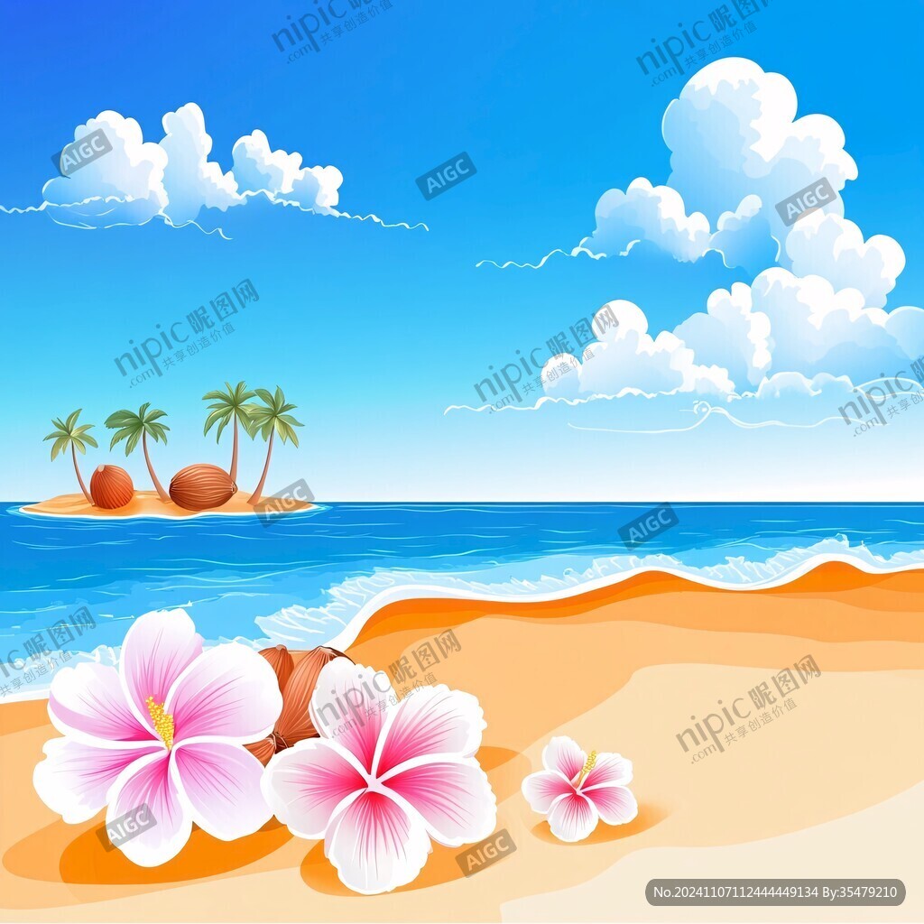 手繪海邊風景