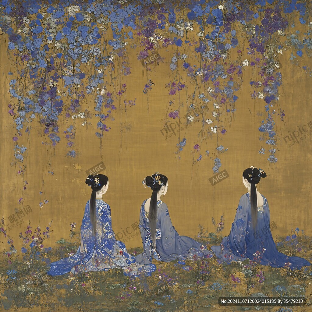仕女觀花圖