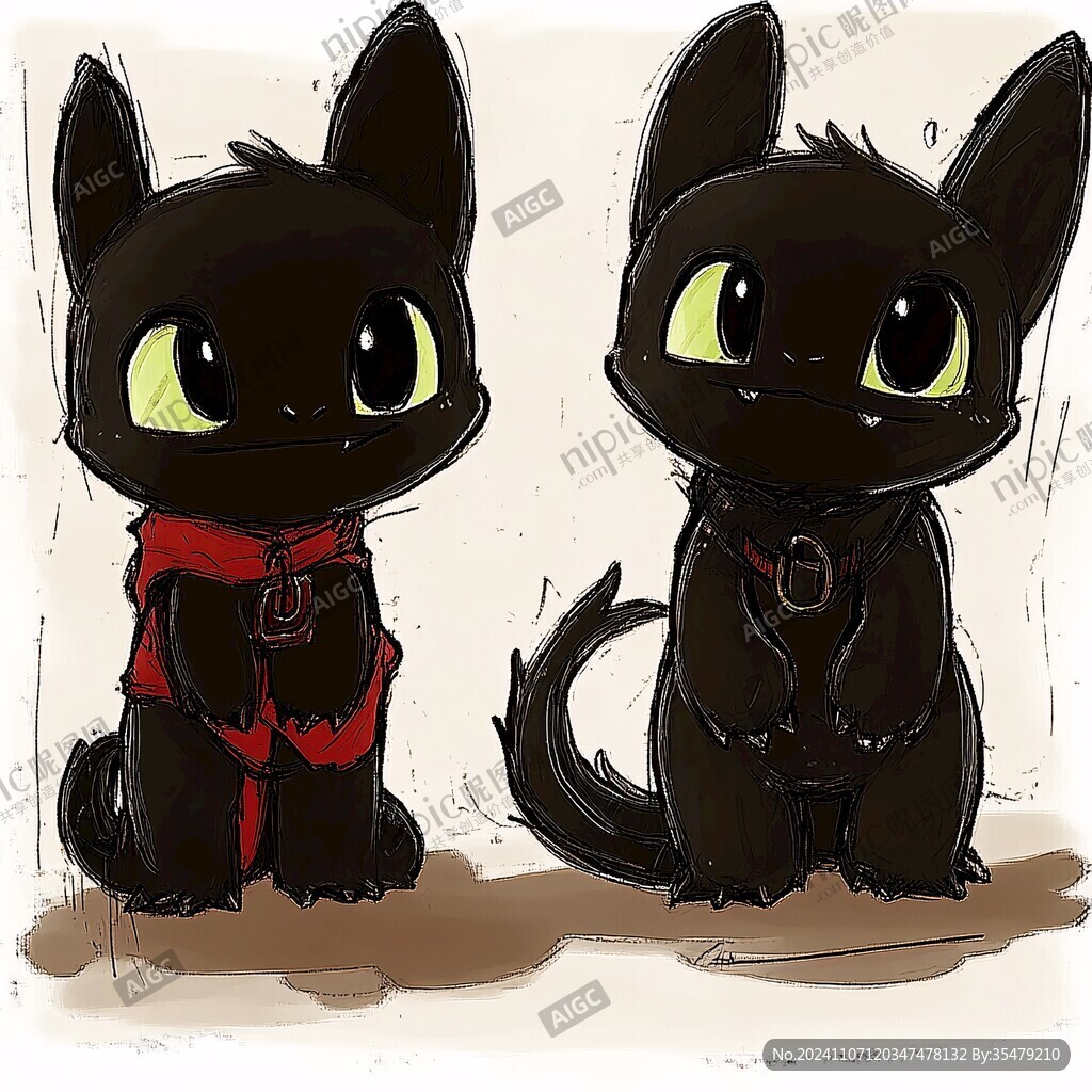 小黑貓插畫