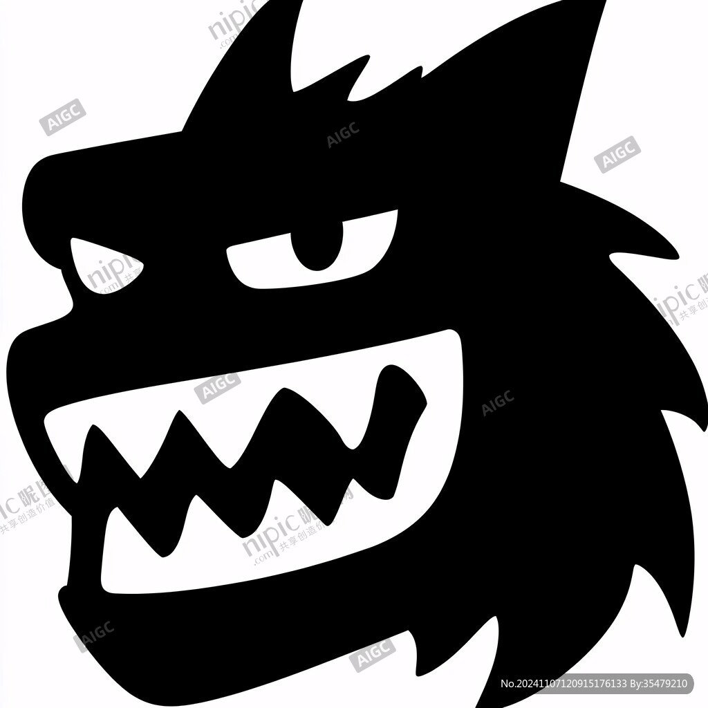 黑白涂鴉小怪獸素材
