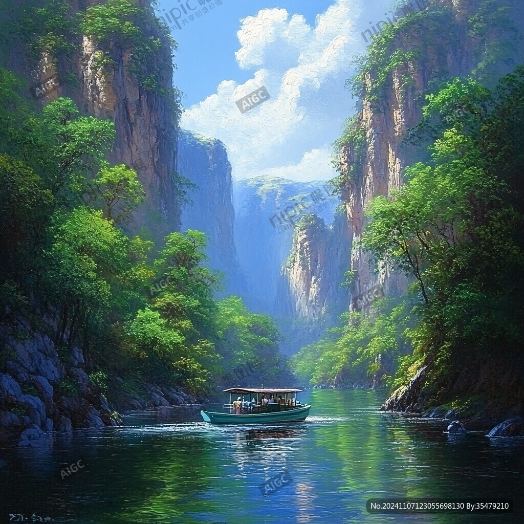 風光人間仙境油畫
