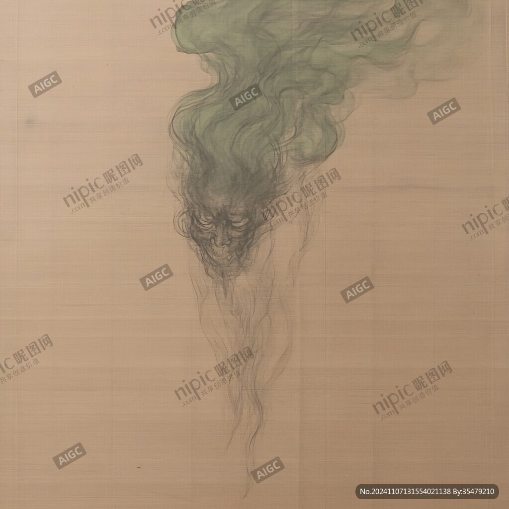 手繪古風輕煙裝飾屏
