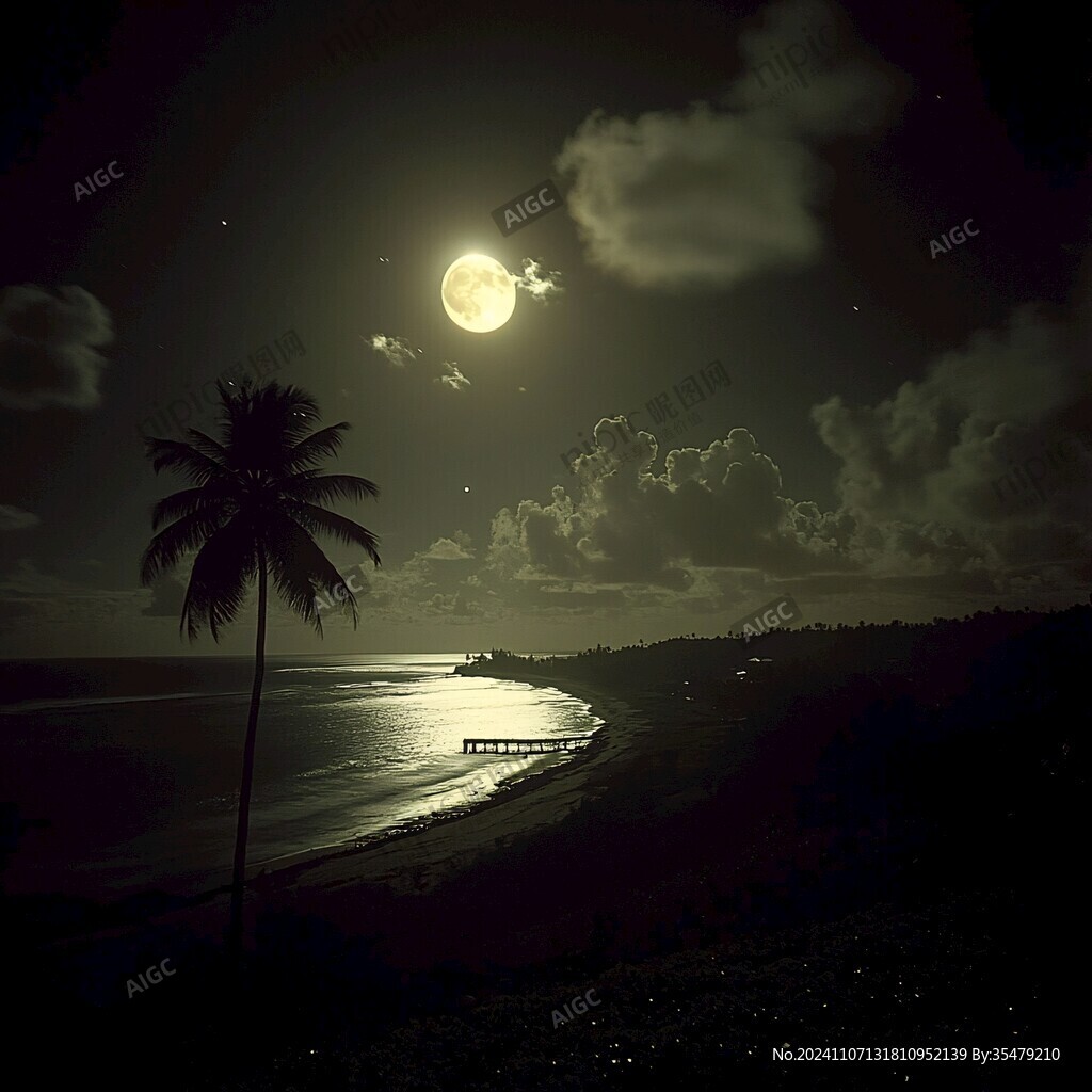 海灘月夜