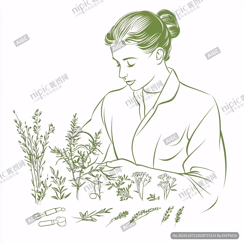 青蒿線描
