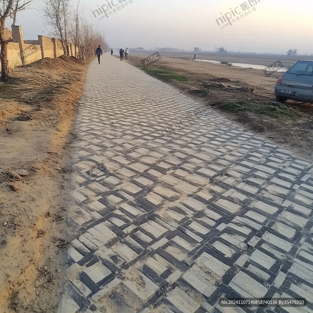 古代圖案拼接路面