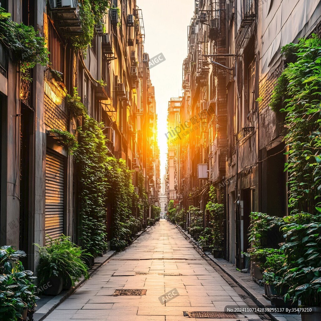 夕陽下的小巷