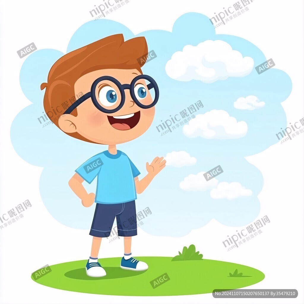 卡通眼鏡男孩