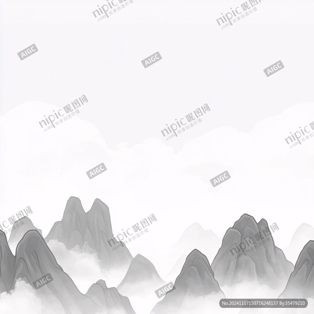 新中式大幅水墨山