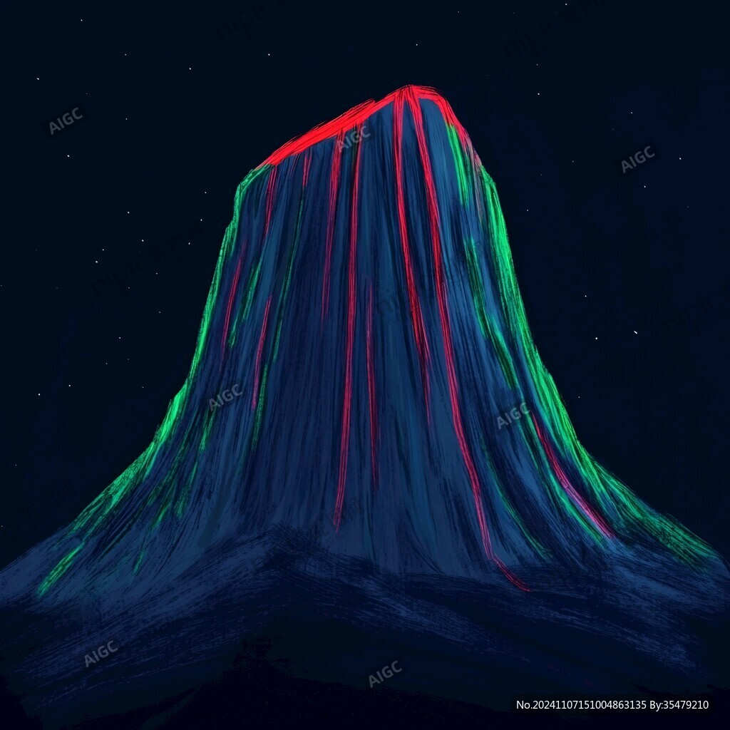 柵格發(fā)光水墨山