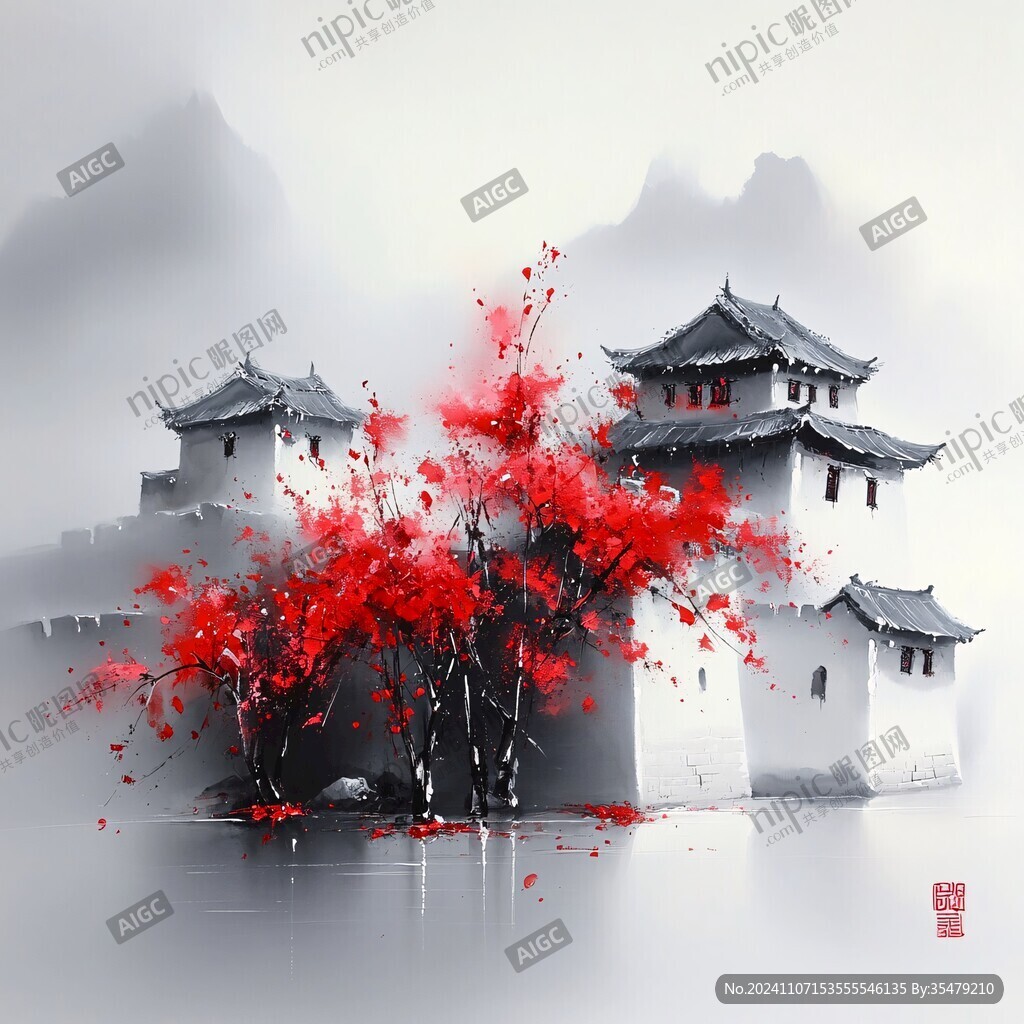 樓閣山水意境畫