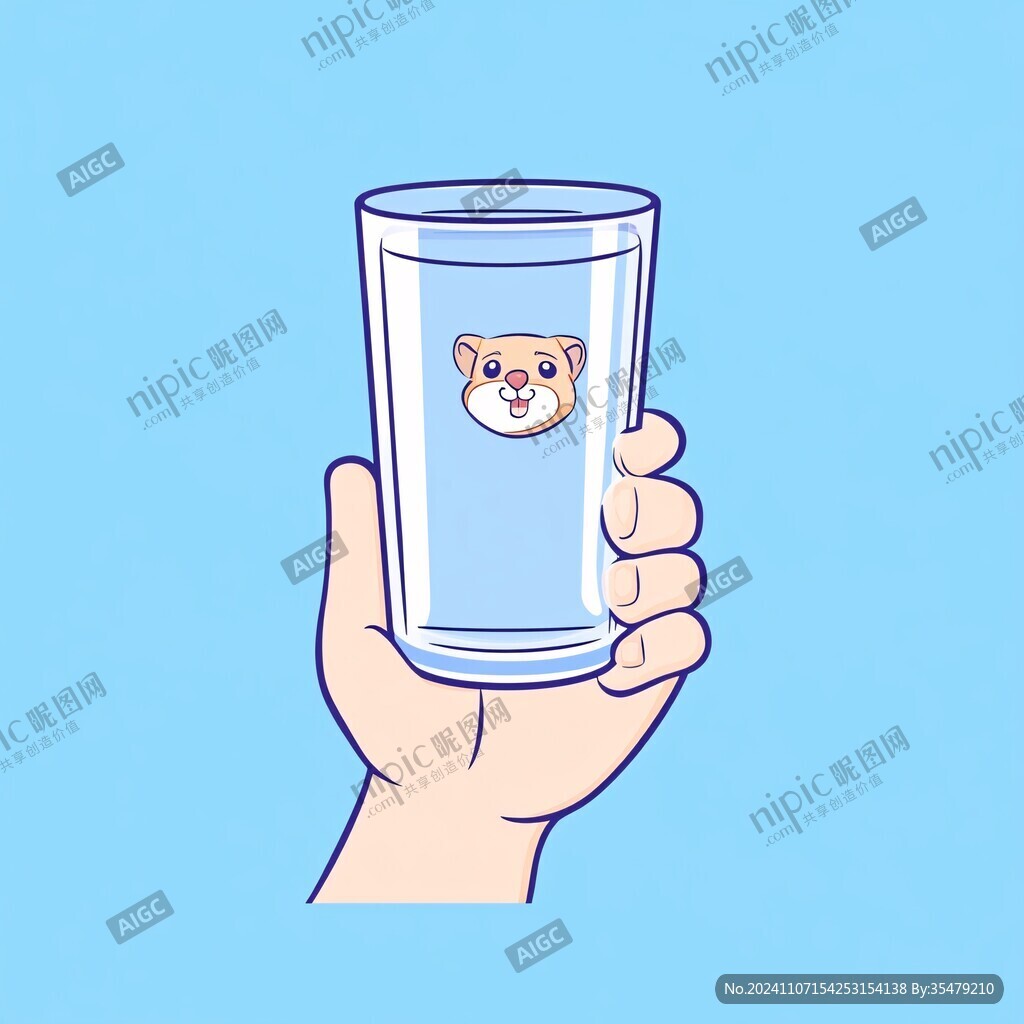 喝水插畫