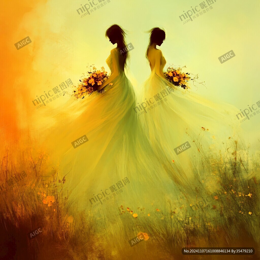 唯美花兒女神背影