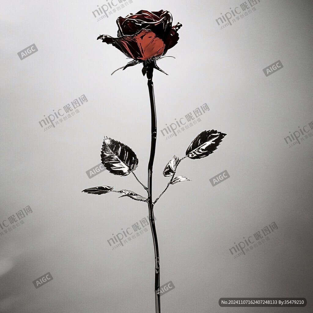 一支紅色玫瑰花月季花