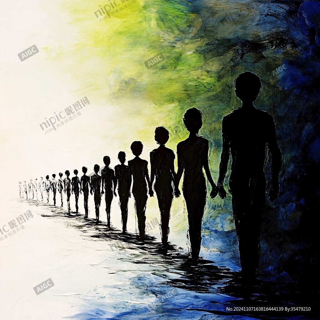 人物剪影油畫