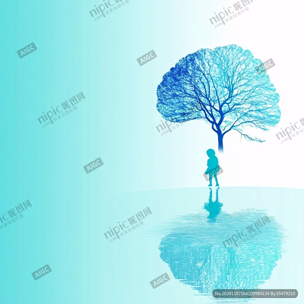 樹下人物剪影