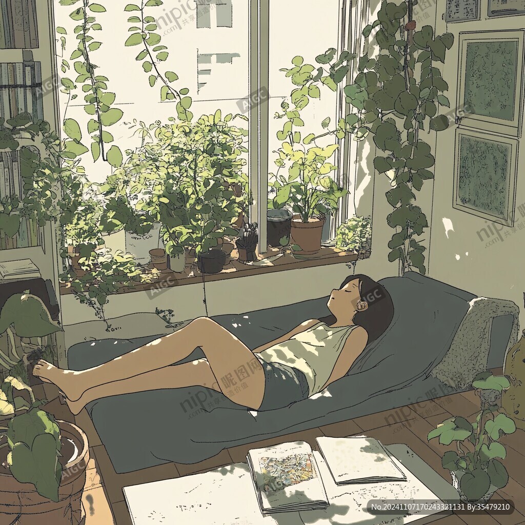 愜意下午插畫
