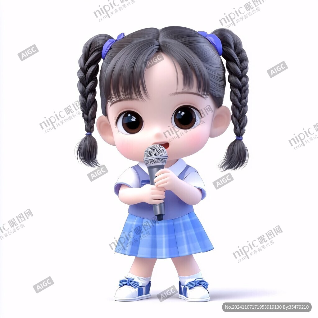 卡通演講唱歌的小朋友