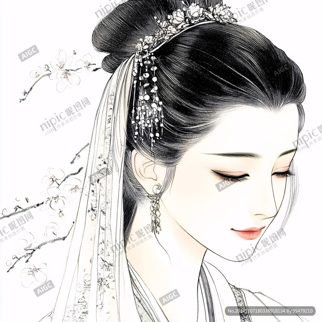 古風(fēng)女子頭像插畫(huà)