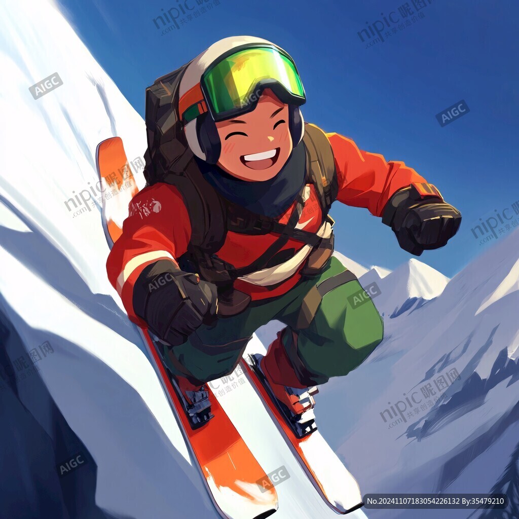 插畫滑雪
