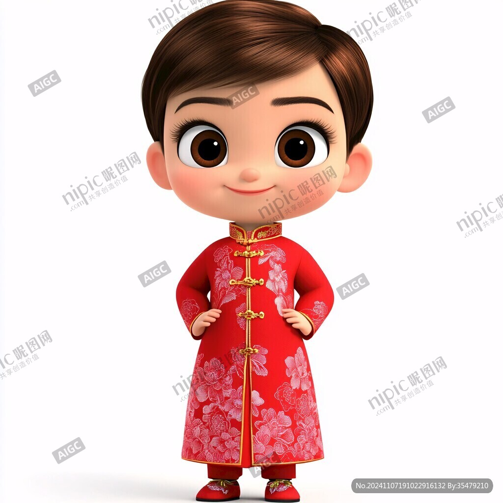 中式卡通新郎