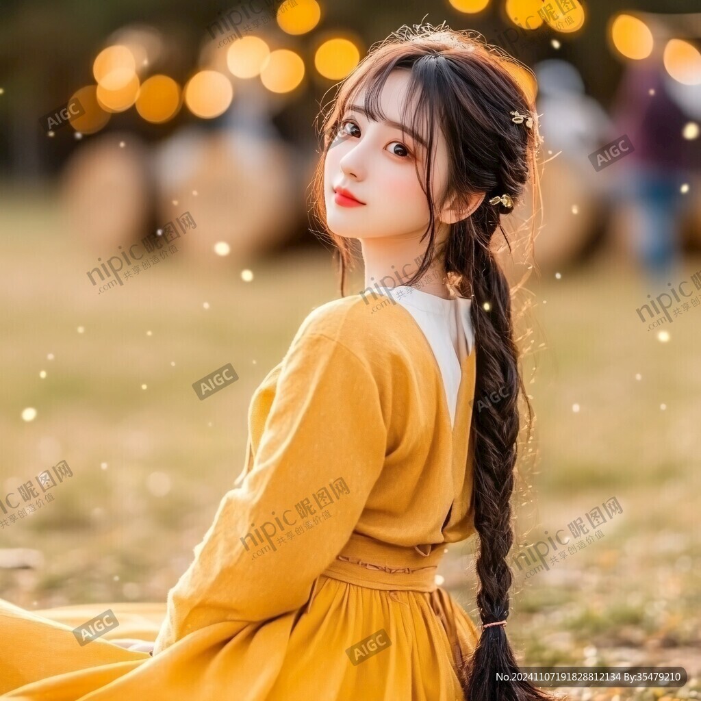 麻花辮甜美女孩