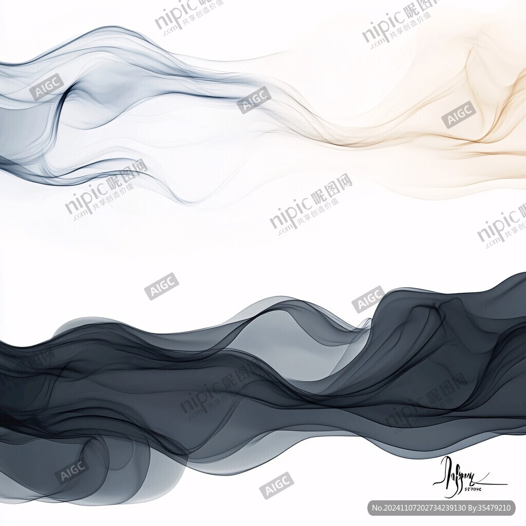 彩色線條水墨煙霧波浪