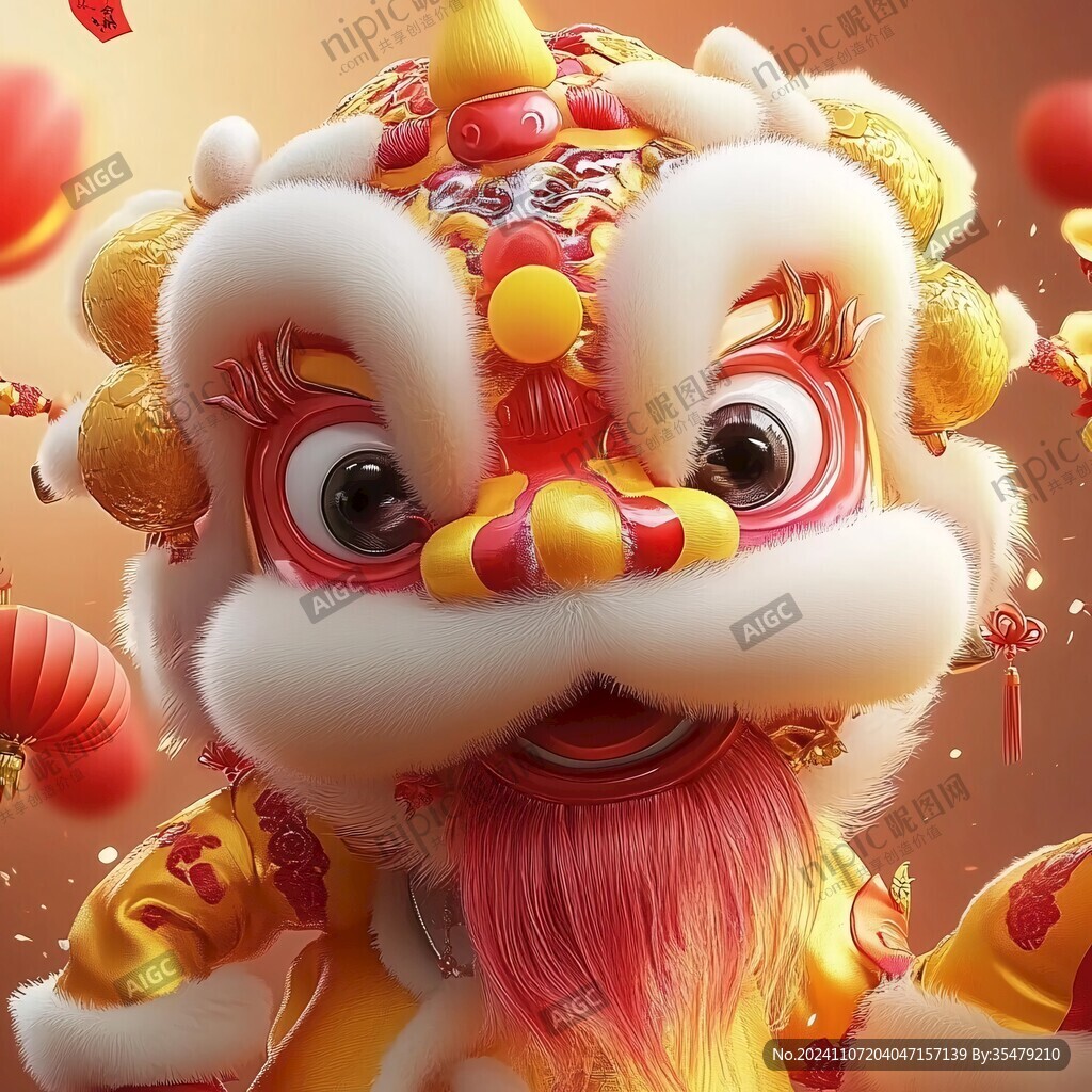 舞獅包裝插畫