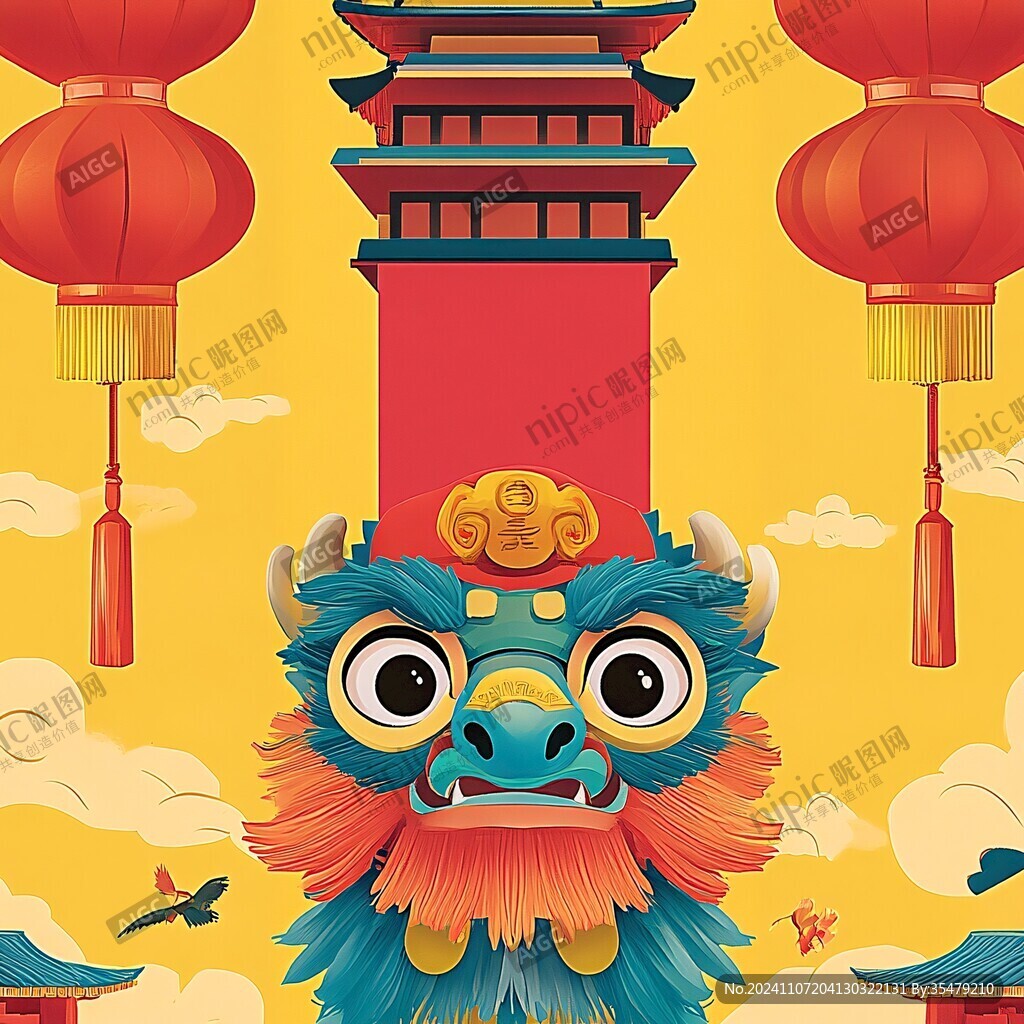 牛舞獅插畫(huà)