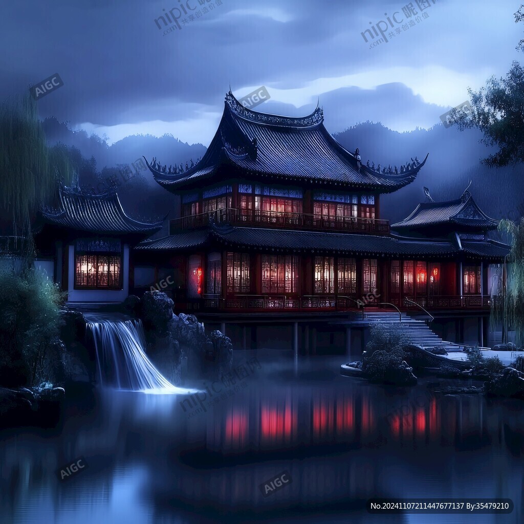 山水樓閣雅致意境風(fēng)