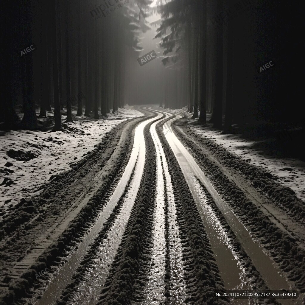冬季凍板道雪痕